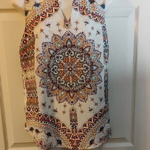 Bohemian Mandala Print V-Neck Blouse